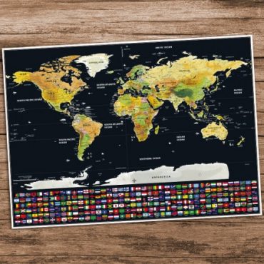 World Scratch Map With Flags
