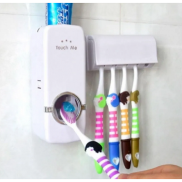 2-in-1 Wall Mounted Toothpaste Squeezer and Tooth Brush Holder