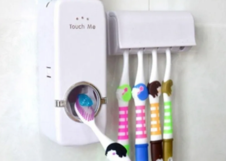 2-in-1 Wall Mounted Toothpaste Squeezer and Tooth Brush Holder