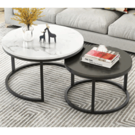 Modern Black and White Nesting Coffee Table Set