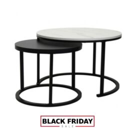 Modern Black and White Nesting Coffee Table Set