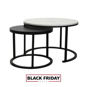 Modern Black and White Nesting Coffee Table Set
